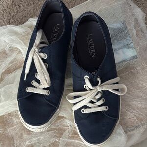 Lauren Ralph Lauren Women's Dark Blue Canvas Sneakers